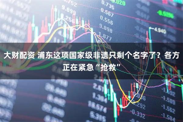 大财配资 浦东这项国家级非遗只剩个名字了?各方正在紧急“抢救”